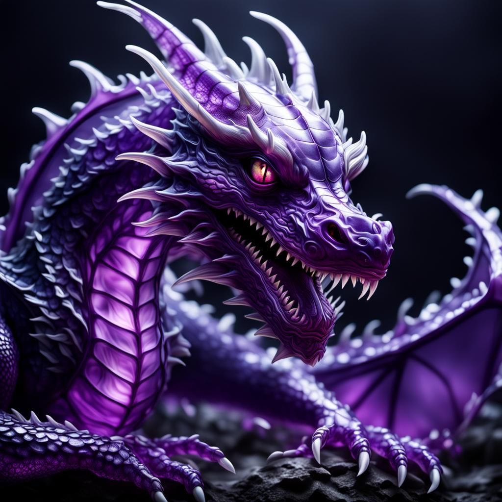 Translucent Purple Jelly Dragon in HDR