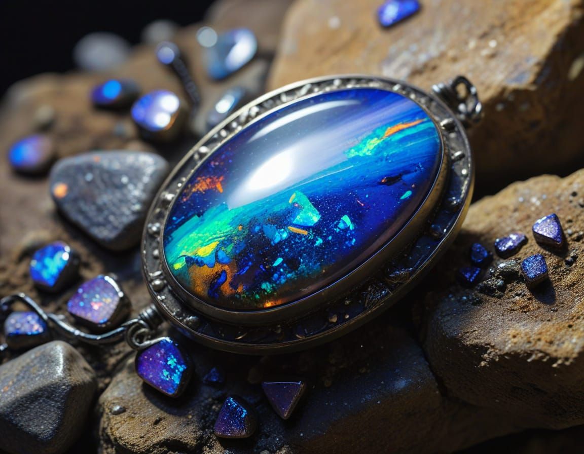 Macro Detail of Australian Boulder Opal Bracelet