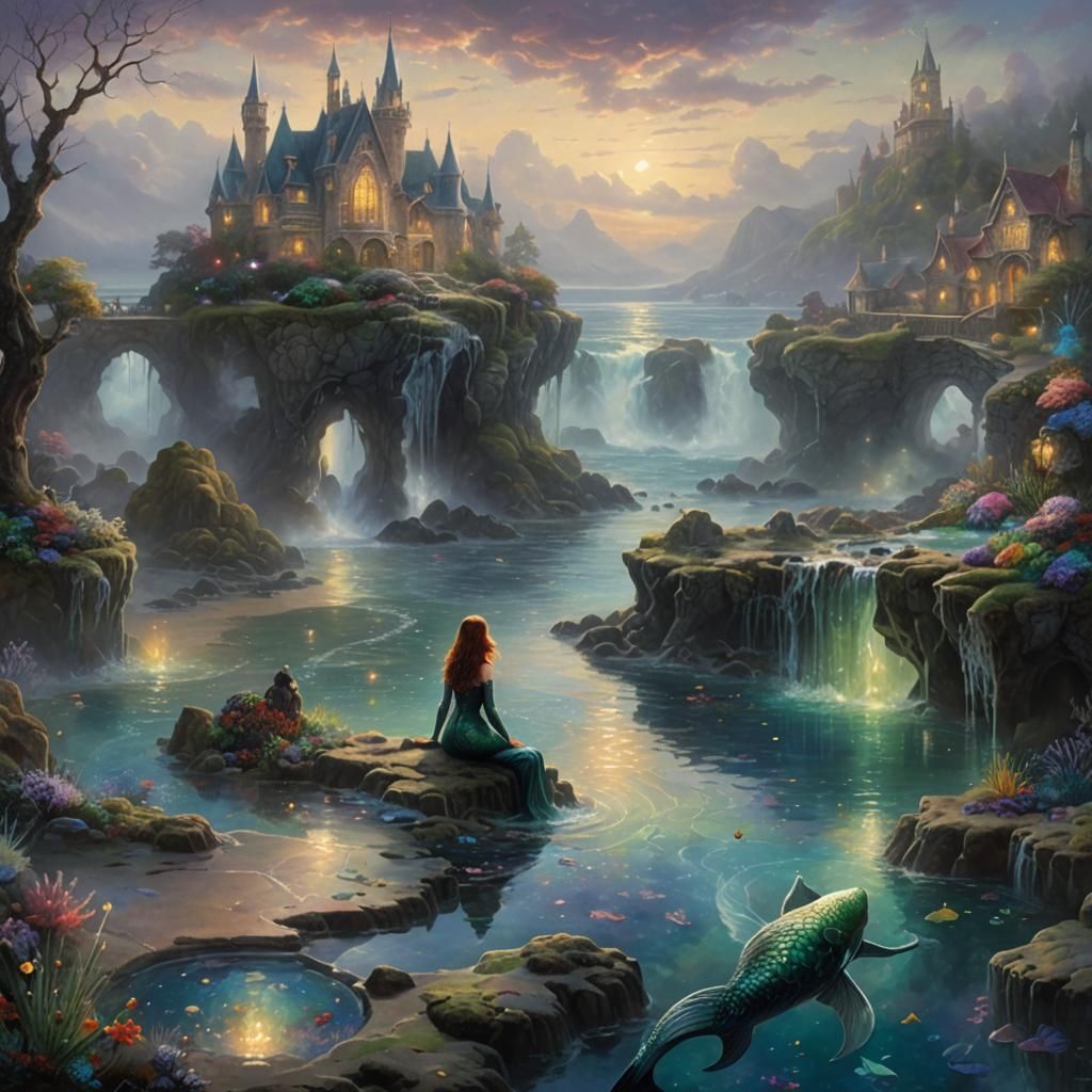 Gothic Tide Pool Mermaid in Ethereal Fantasy Style