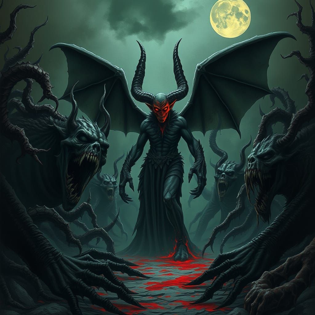 Dark Lord Emerges from Hellish Landscape