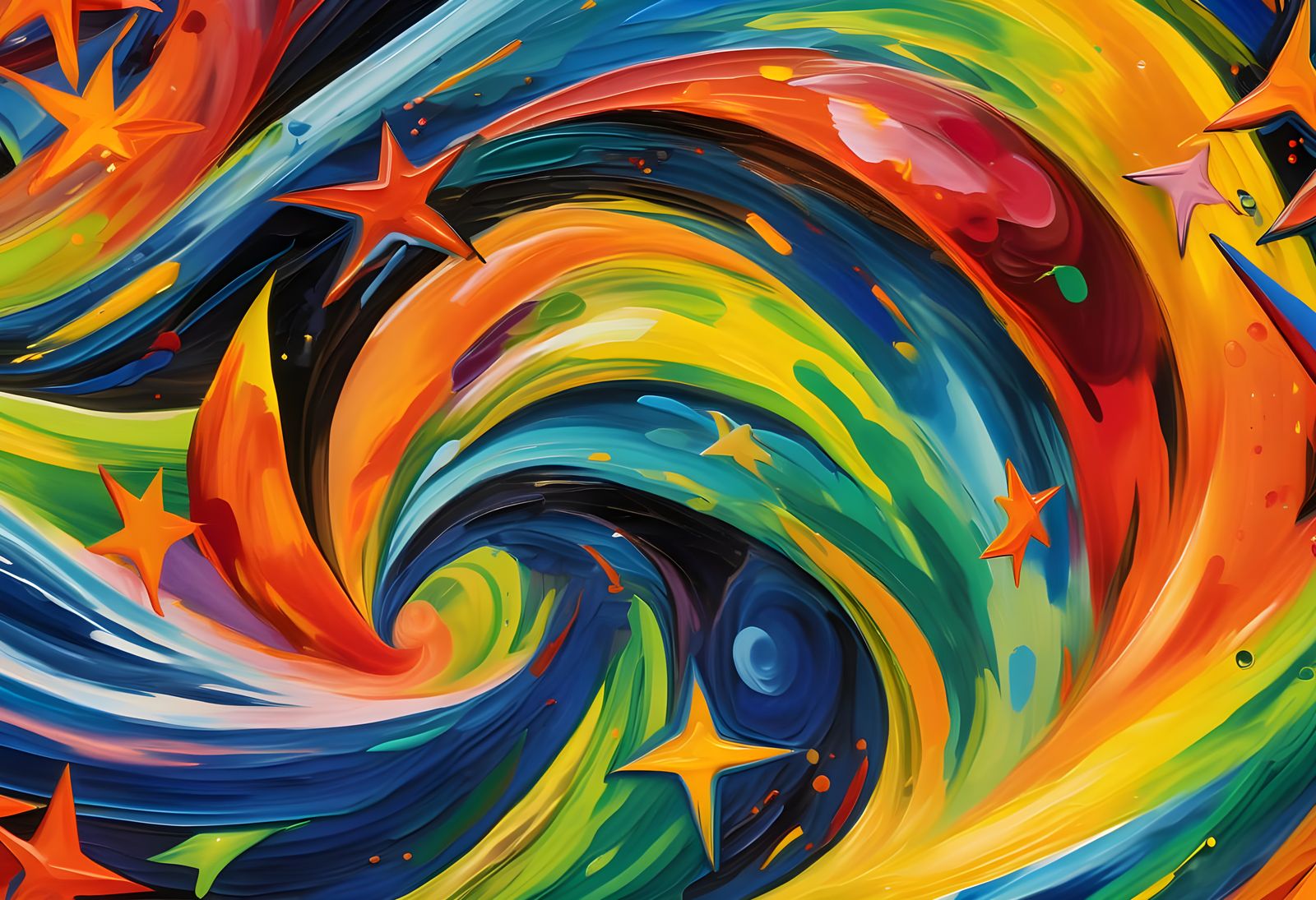 Vast Helical Vortex Maelstroms of Colorful Stars