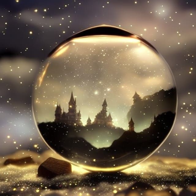 Dark Castle in Glass Globe