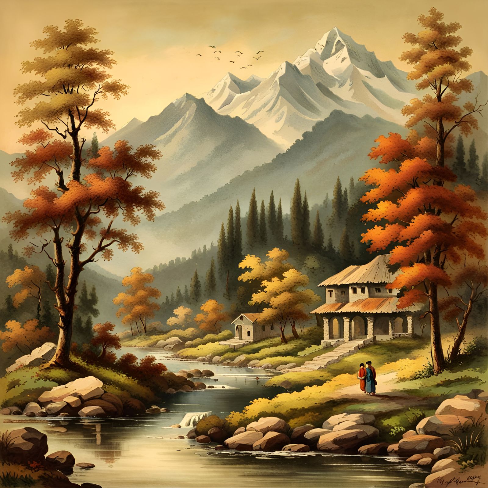 Vintage Oriental Art: Kashmir Valley Landscapes