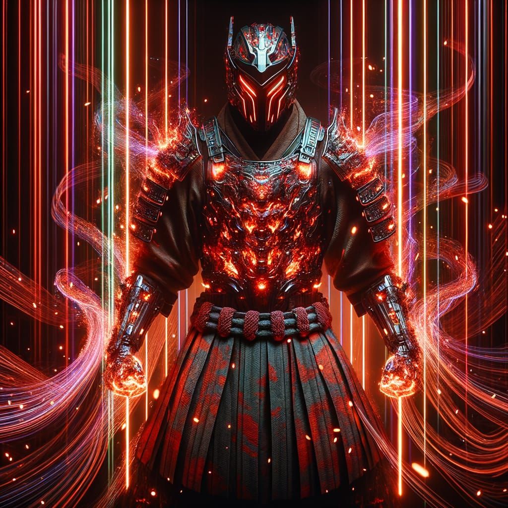 Futuristic Warrior in Glowing Armor