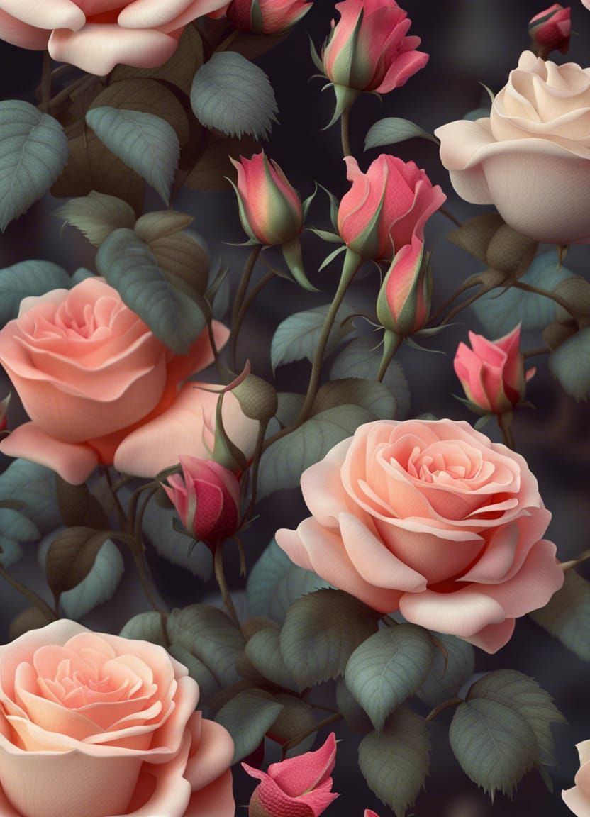 Roses in a Magical Dream Garden: 8K Digital Art