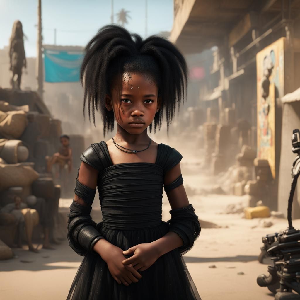 Girl with Freckle in Cyberpunk 2099 Style