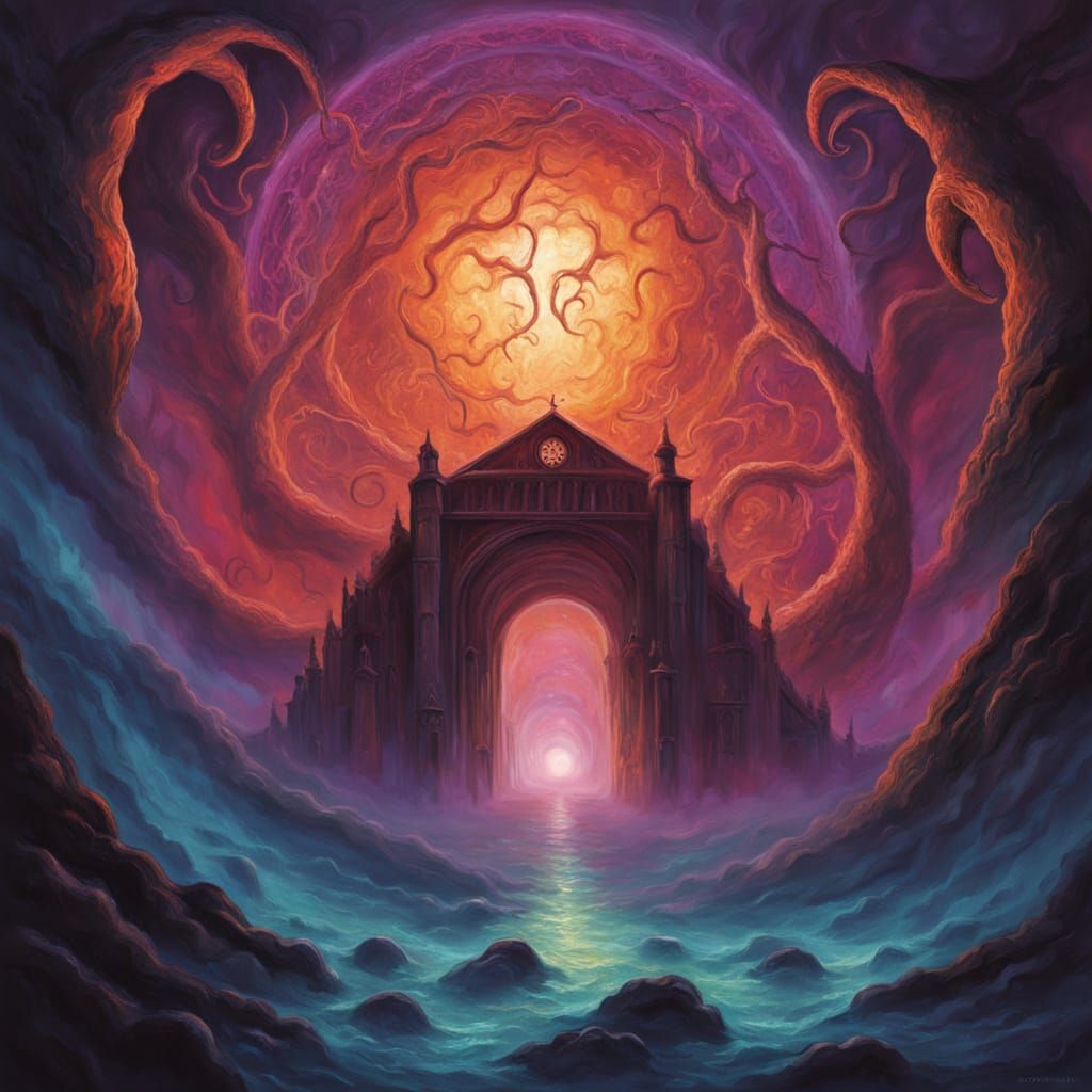 Eldritch Portal: A Lovecraftian Oil Painting