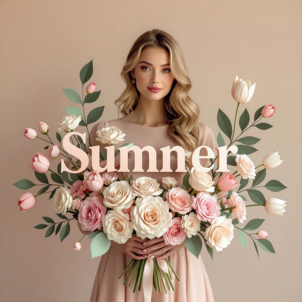 Pastel Floral Arrangement for Summer, Surrealist Style