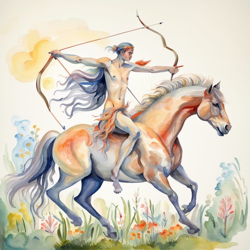 Epic Centaur Hunt in Impressionist Gouache Style