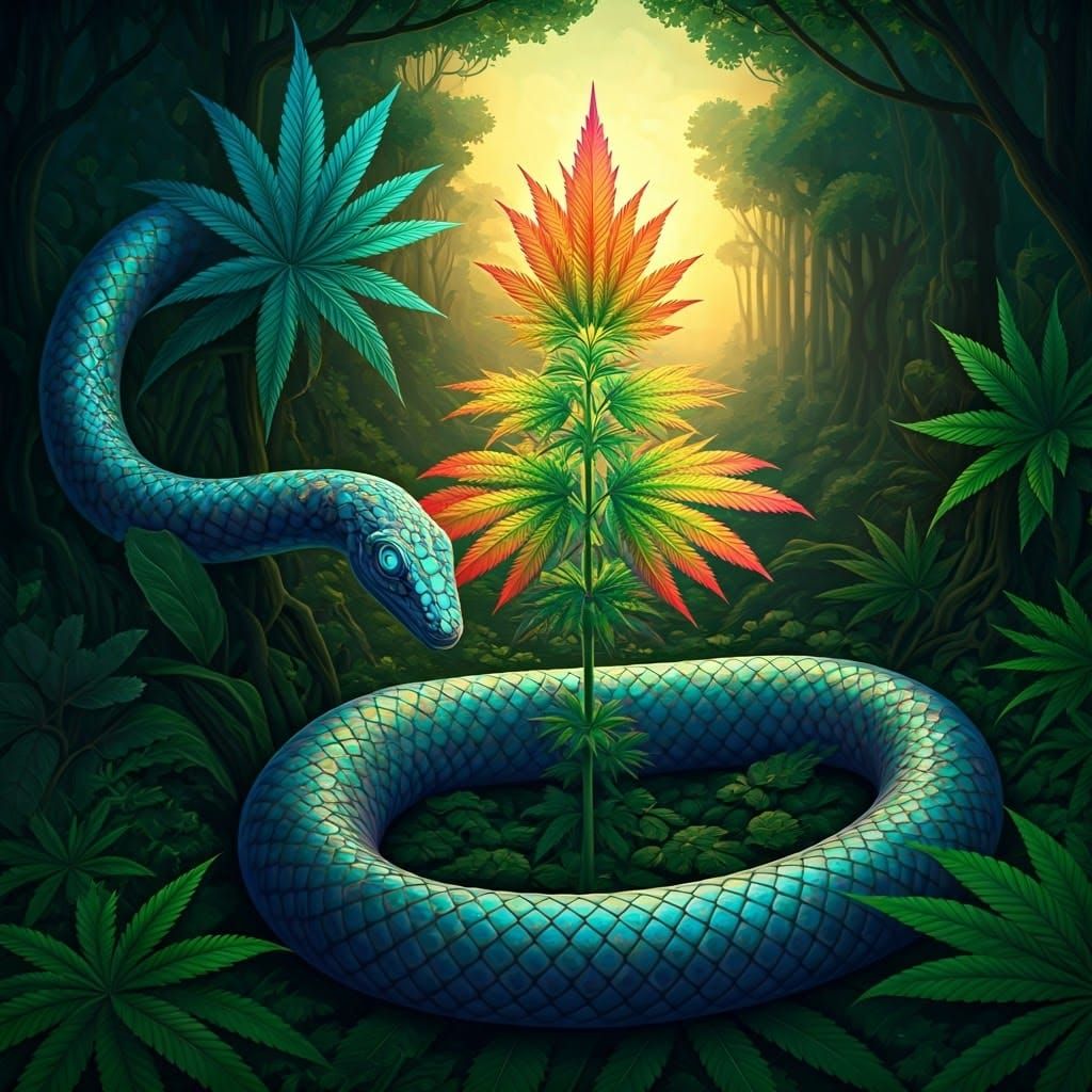 Enchanted Serpent in Dreamy Watercolor