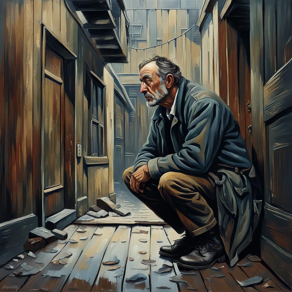 Rugged Man Sleeping: An Impasto Oil Painting