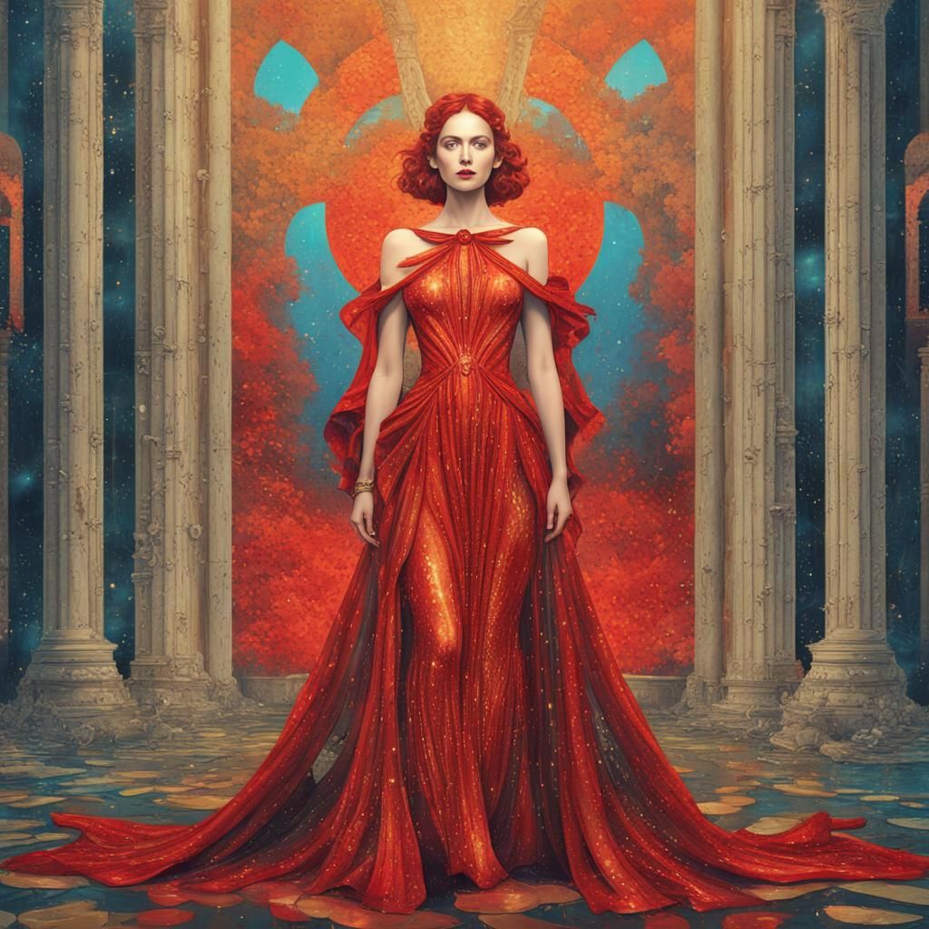 Mystical Woman Between Night and Day: Digital Art