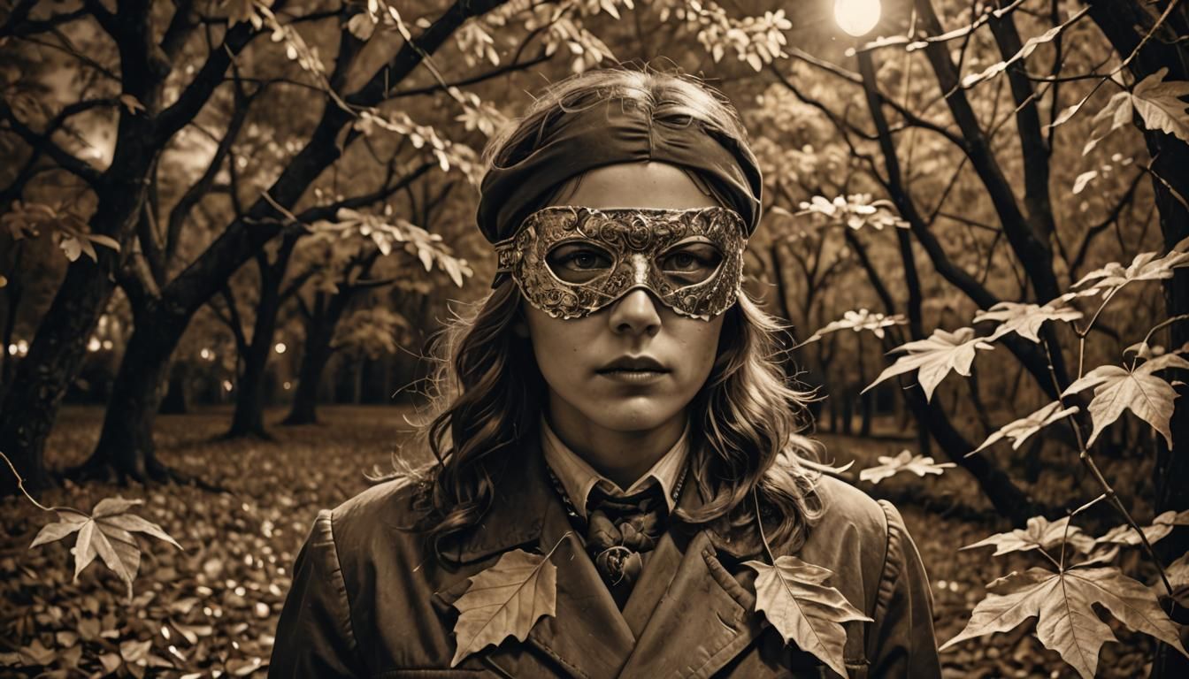 Blindfolded eyes see, Autumn leaves under moonlight, Silent ...