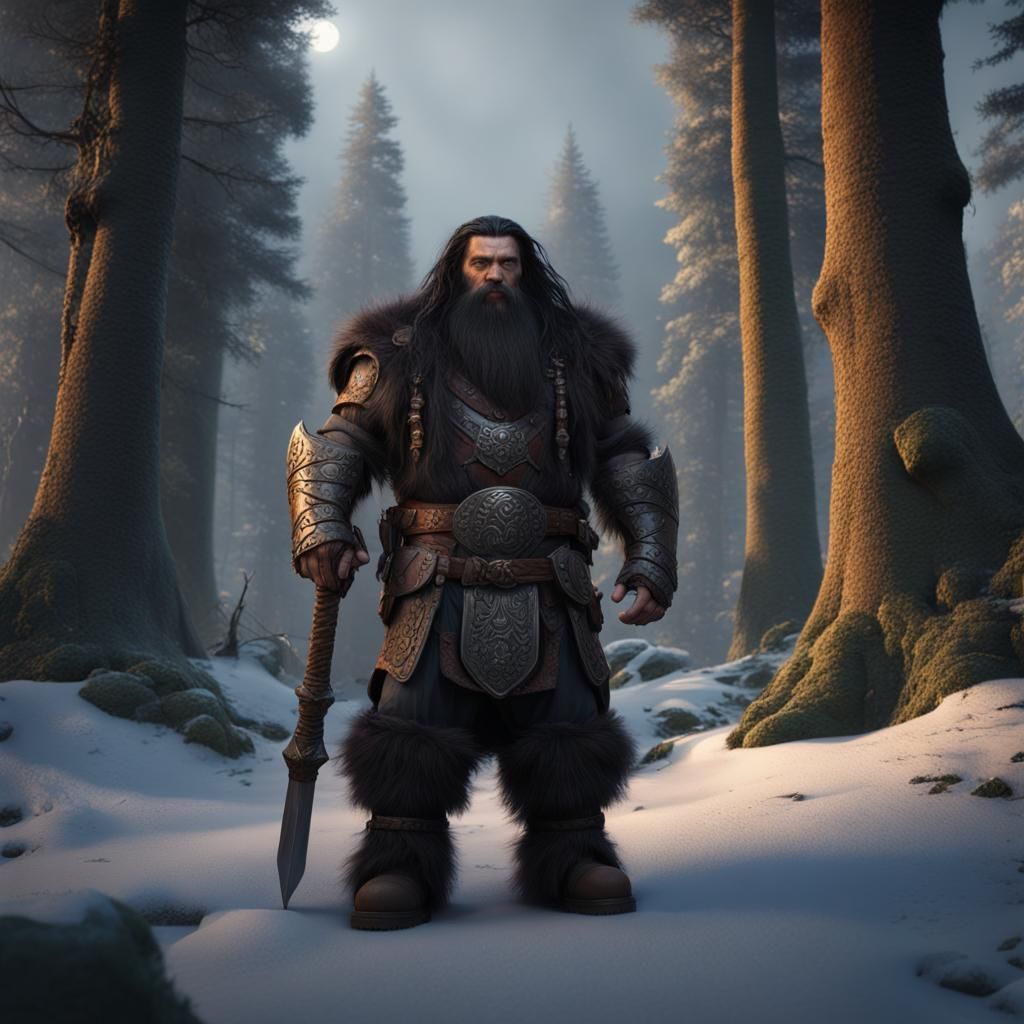 Barbarian Dwarf Between Worlds: Detailed Matte Painting