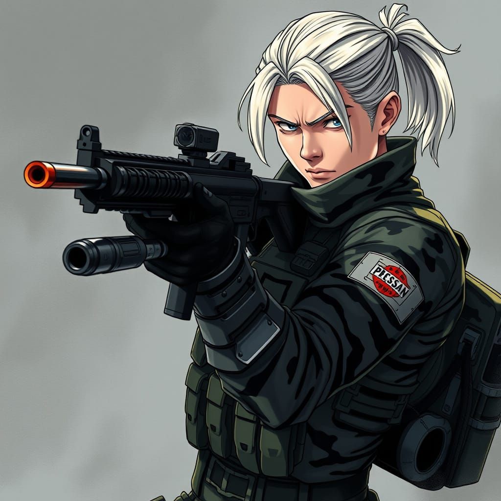Blonde Soldier in Combat: Seinen Manga Style