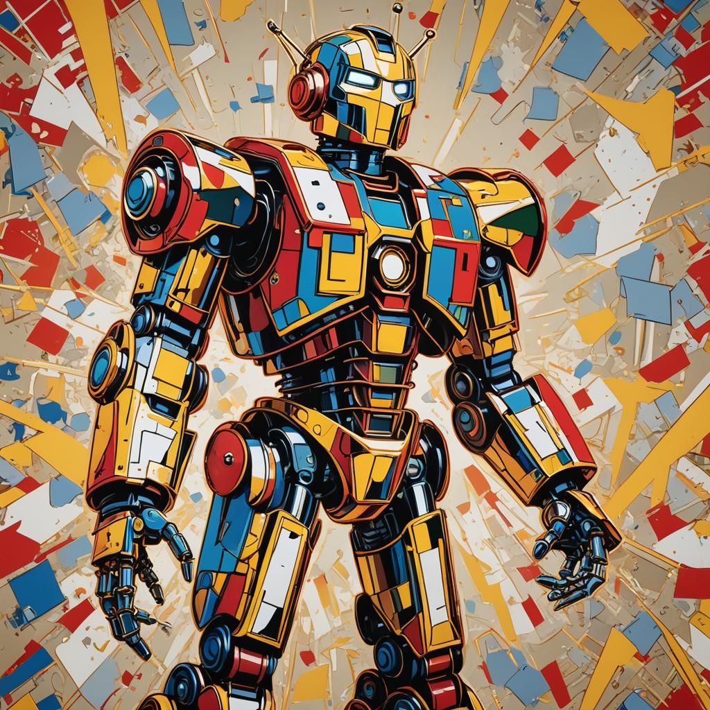 Robot Hero in Pop Art Style