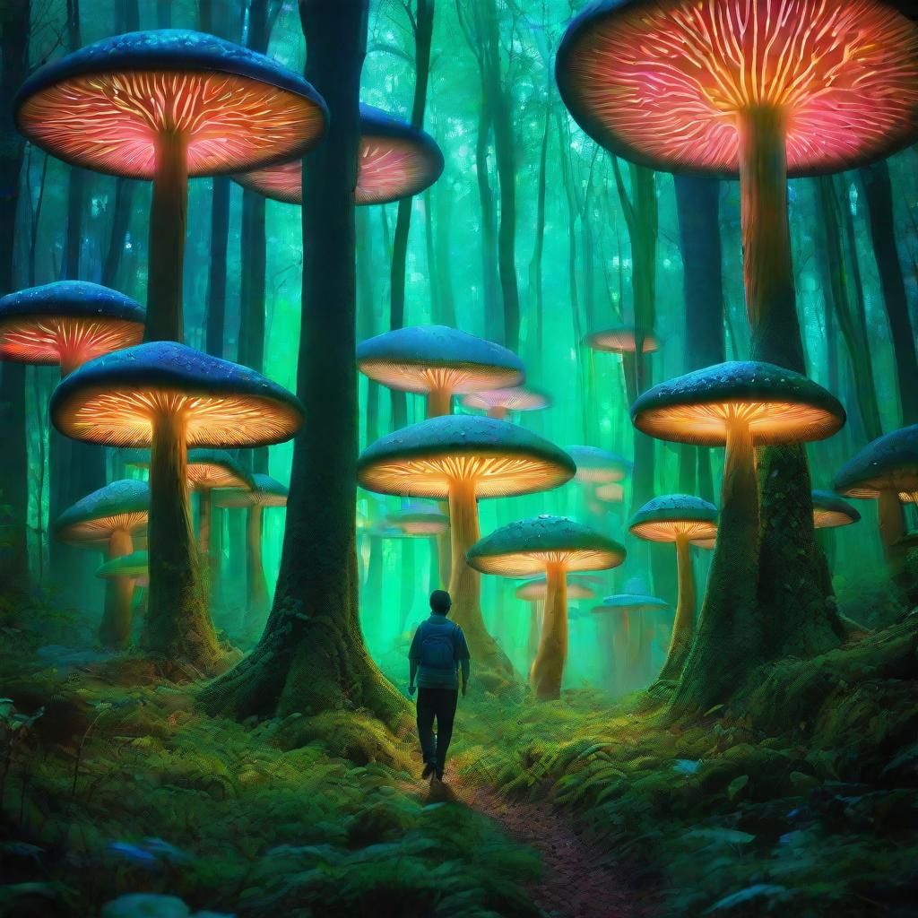 Luminous Mushroom Forest Fantasy Art