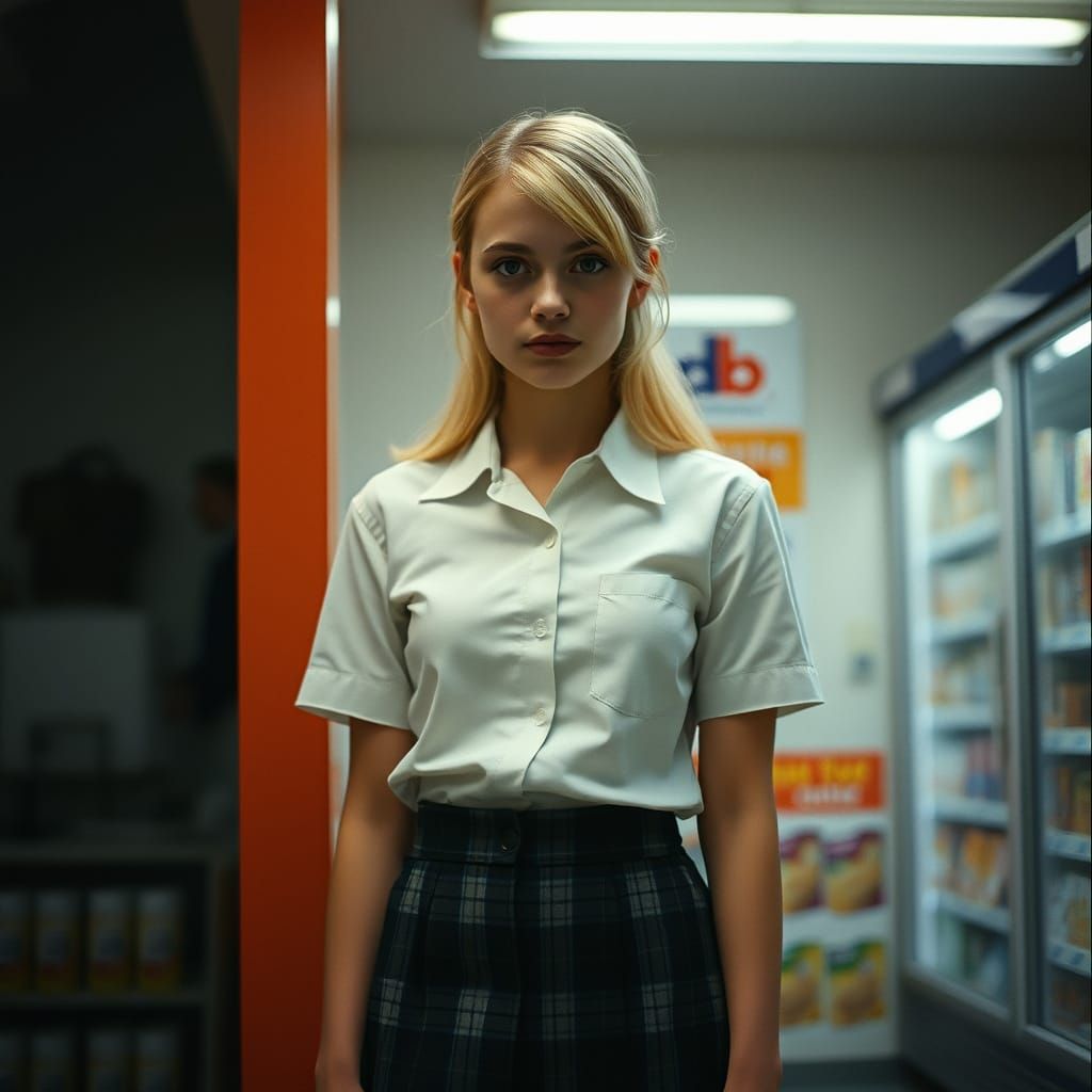 Danish Schoolgirl Captured in Moody Convenience Store Portra...