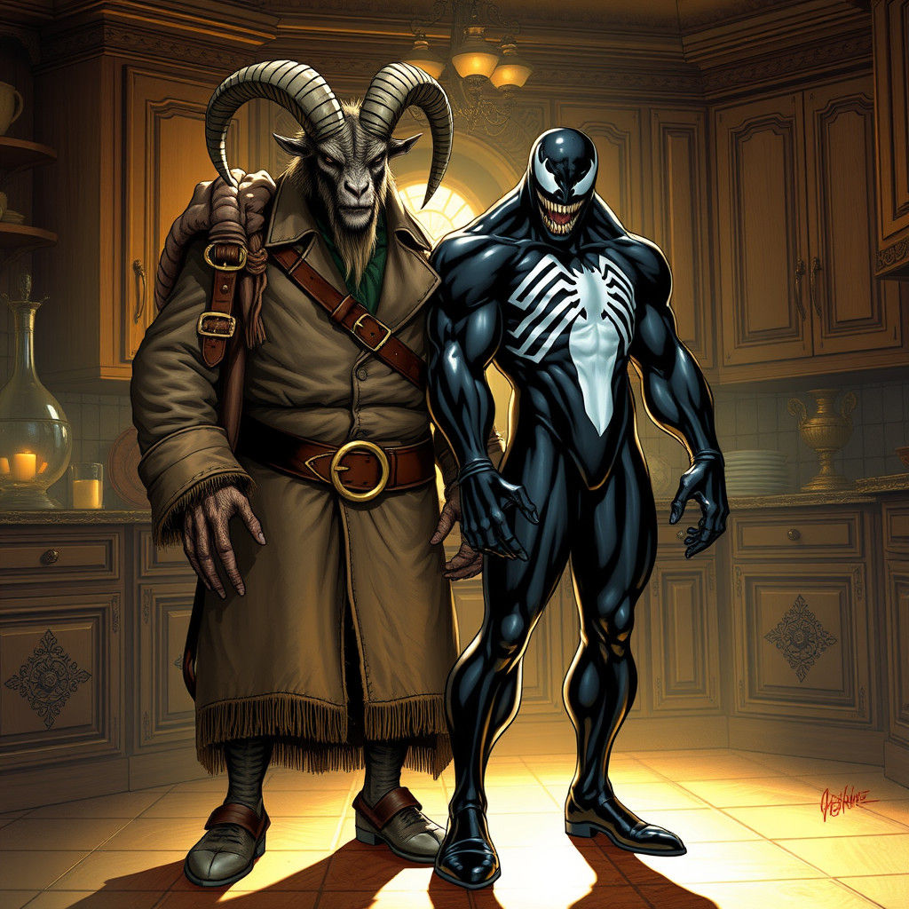 Krampus and Venom in Victorian Kitchen