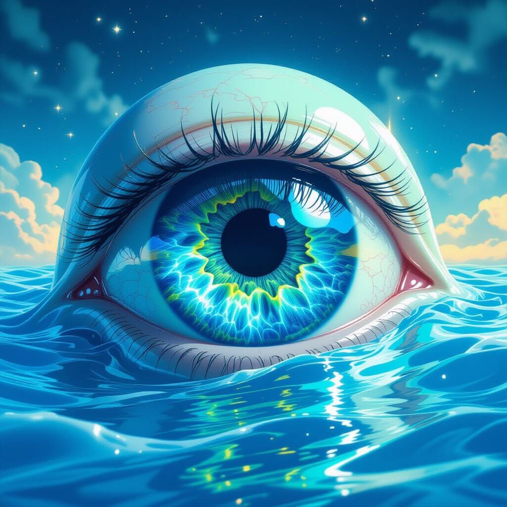 Iridescent Waves Inside an Eye, Surreal Dreamscape