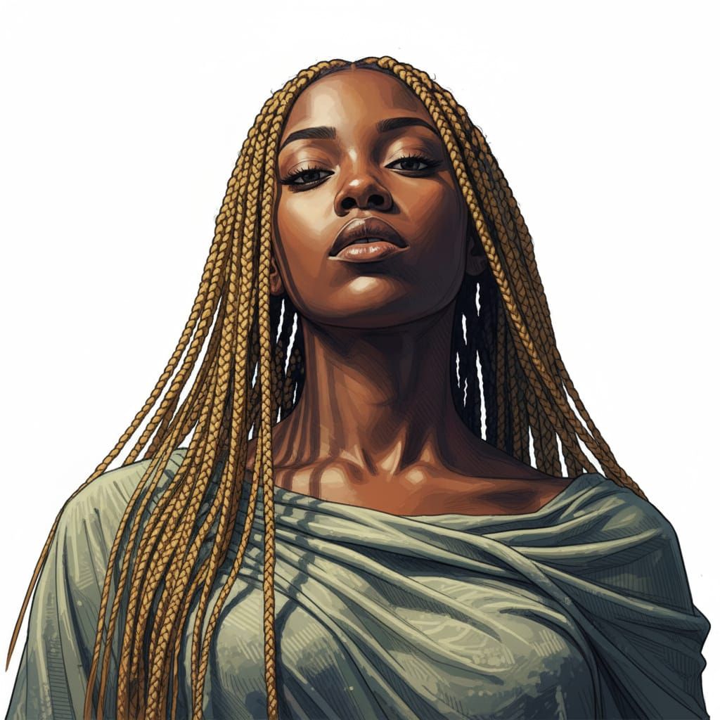 Blonde Woman Portrait in Dore Style