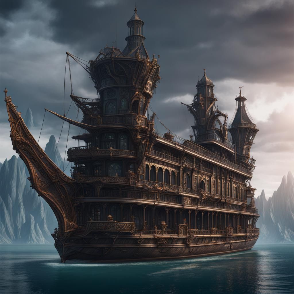 Gothic Cruise Ship in Detailed Matte Painting