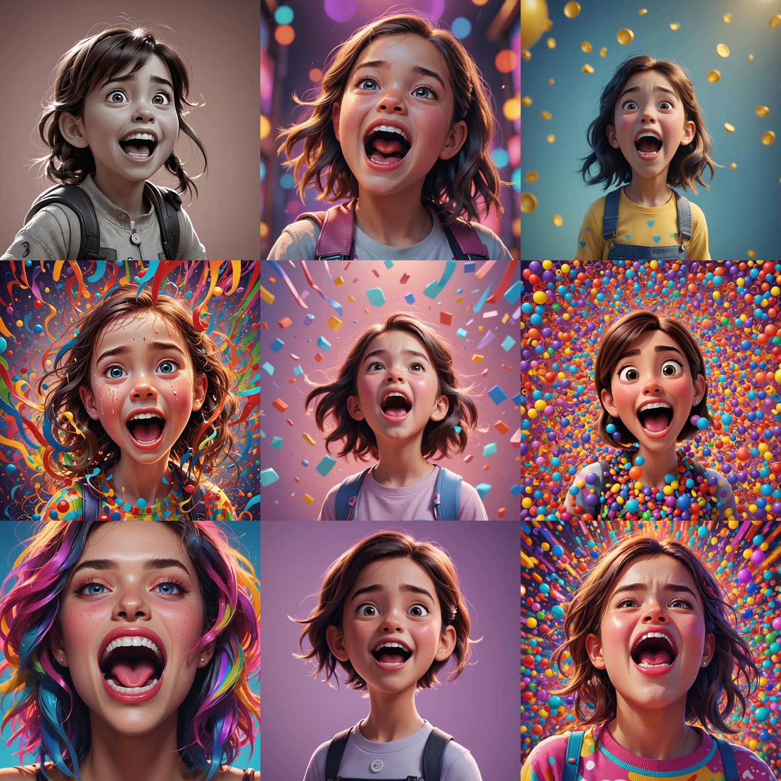 Drooling Girl in Pixar-Style 3D Digital Art