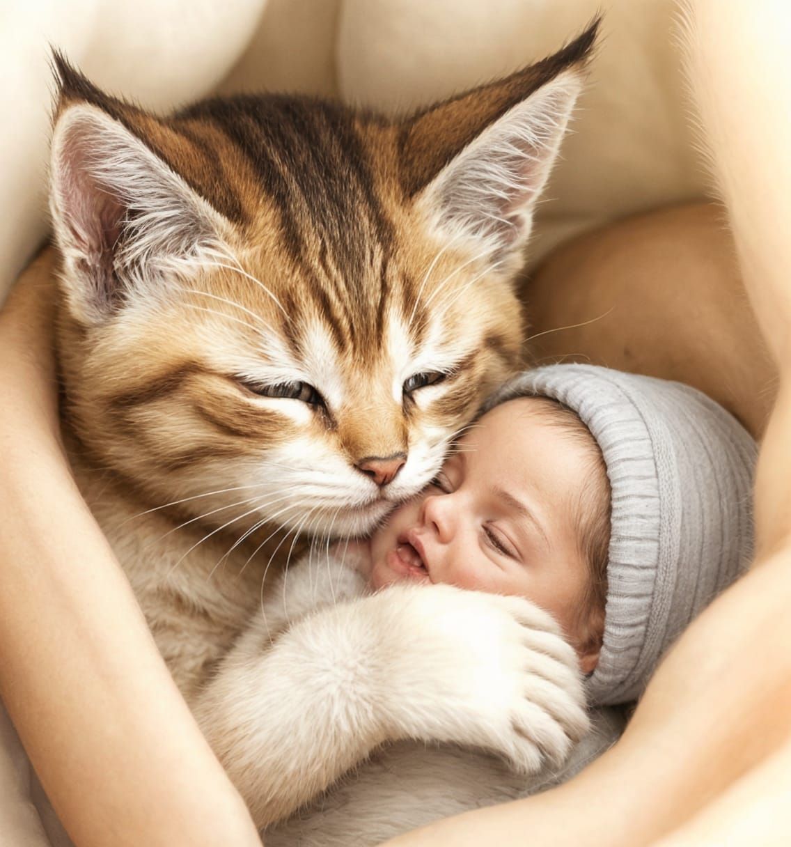 Cat Kisses Baby: A Moment of Tenderness