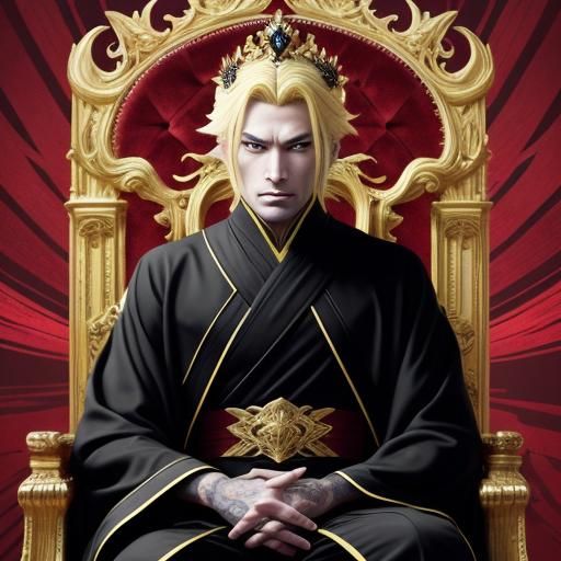 Young Lucifer on Throne: Anime Cel-Shaded Portrait