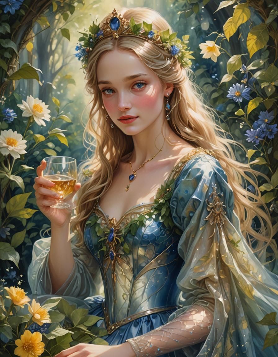 Enchanting Princess Portrait in Magical Realism Style