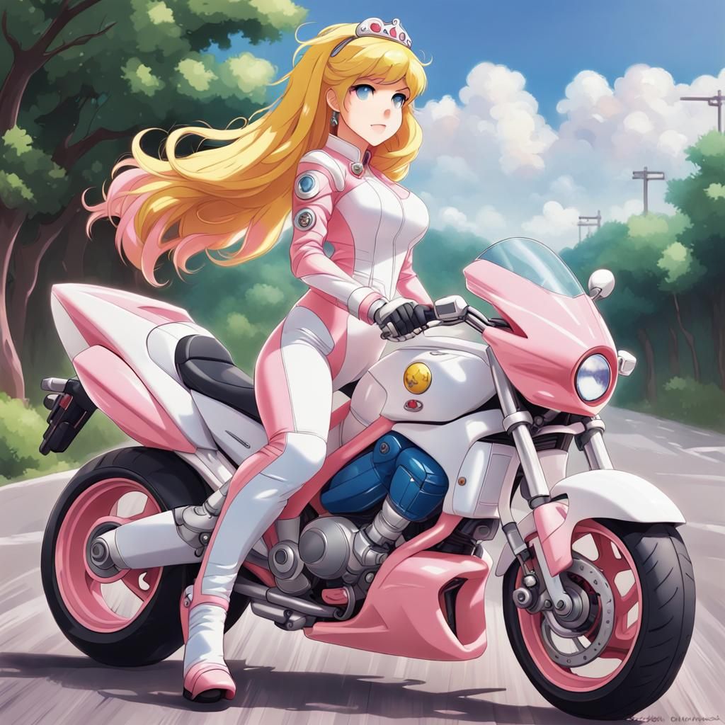 Princess Peach in Biker Suit, Anime Style