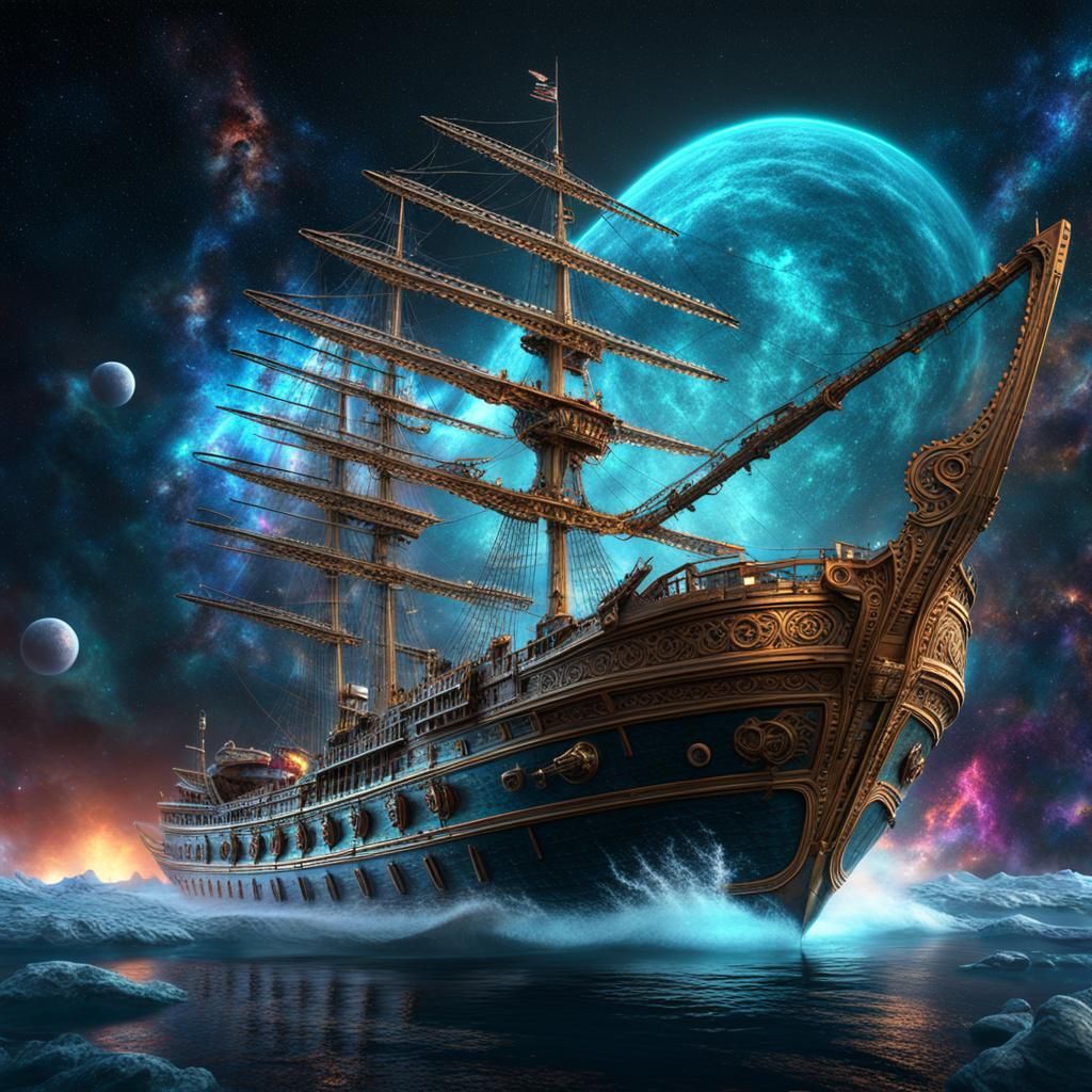 Cosmic Boat Sails Nebulae: 3D Render in Unreal Engine