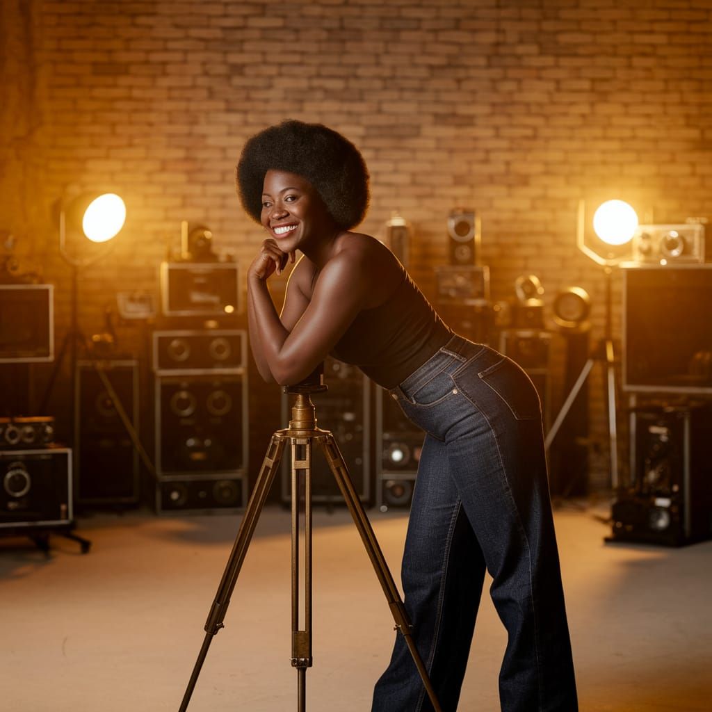 South Sudanese Photographer in Studio, Leibovitz Style
