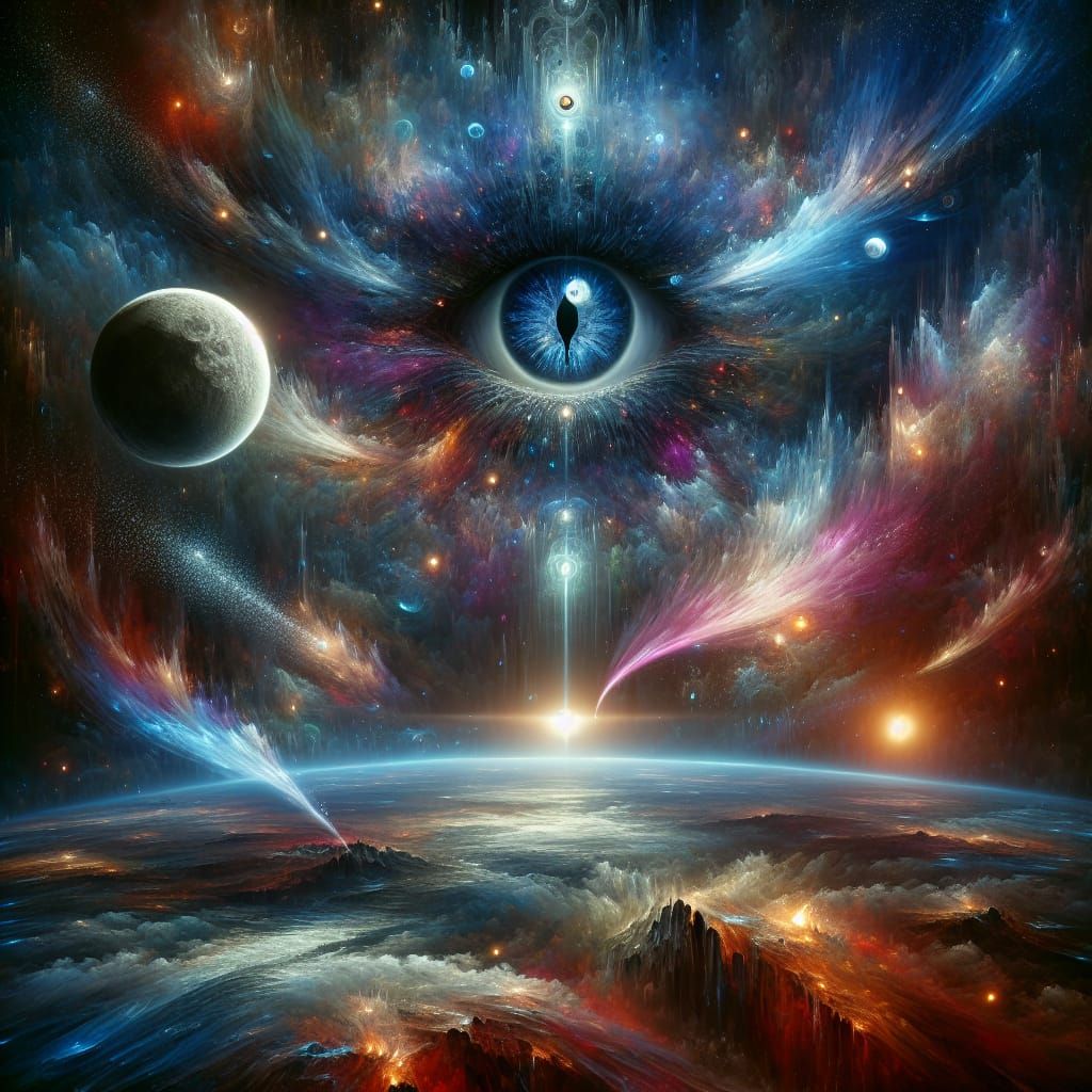 Cosmic Eye Unleashes Energy in Dark Fantasy Art