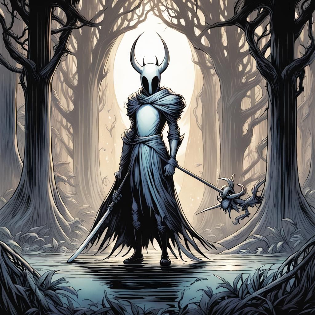 Hollow Knight in Comic Book Art Style