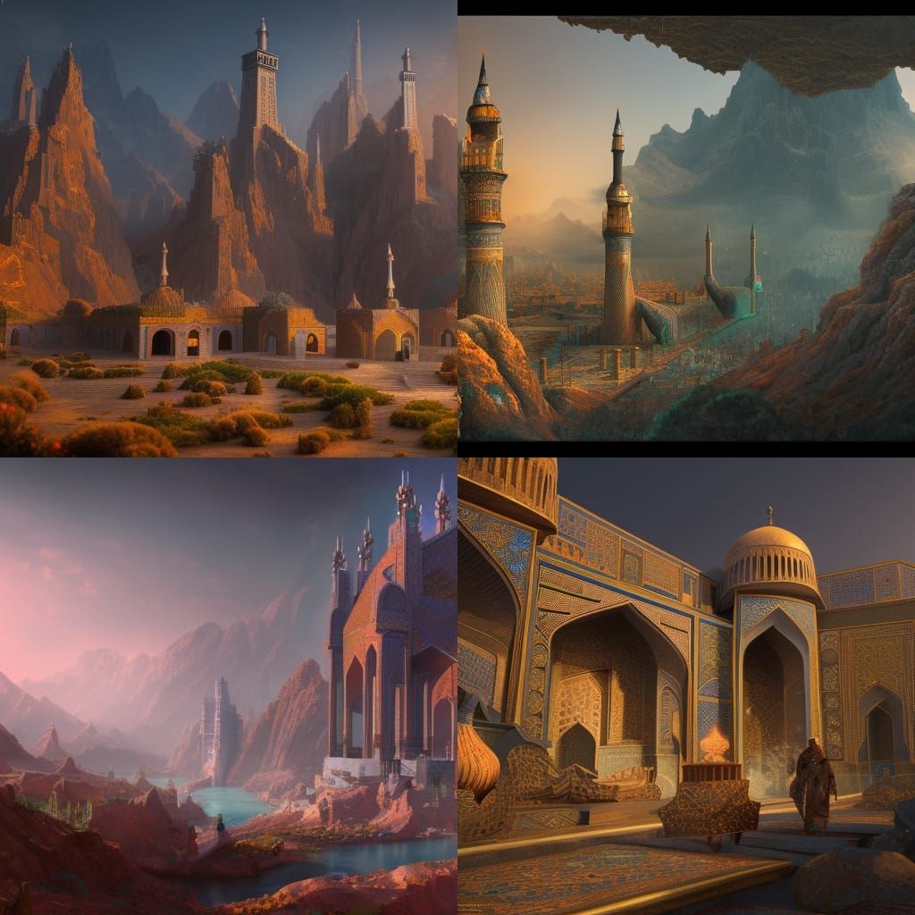 Fantastical Detailed Painting of Iran in Deep Color