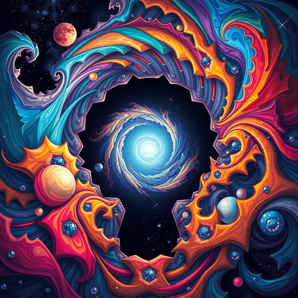 Keyhole Portal to a Fractured Cosmos, Ghibli-Inspired