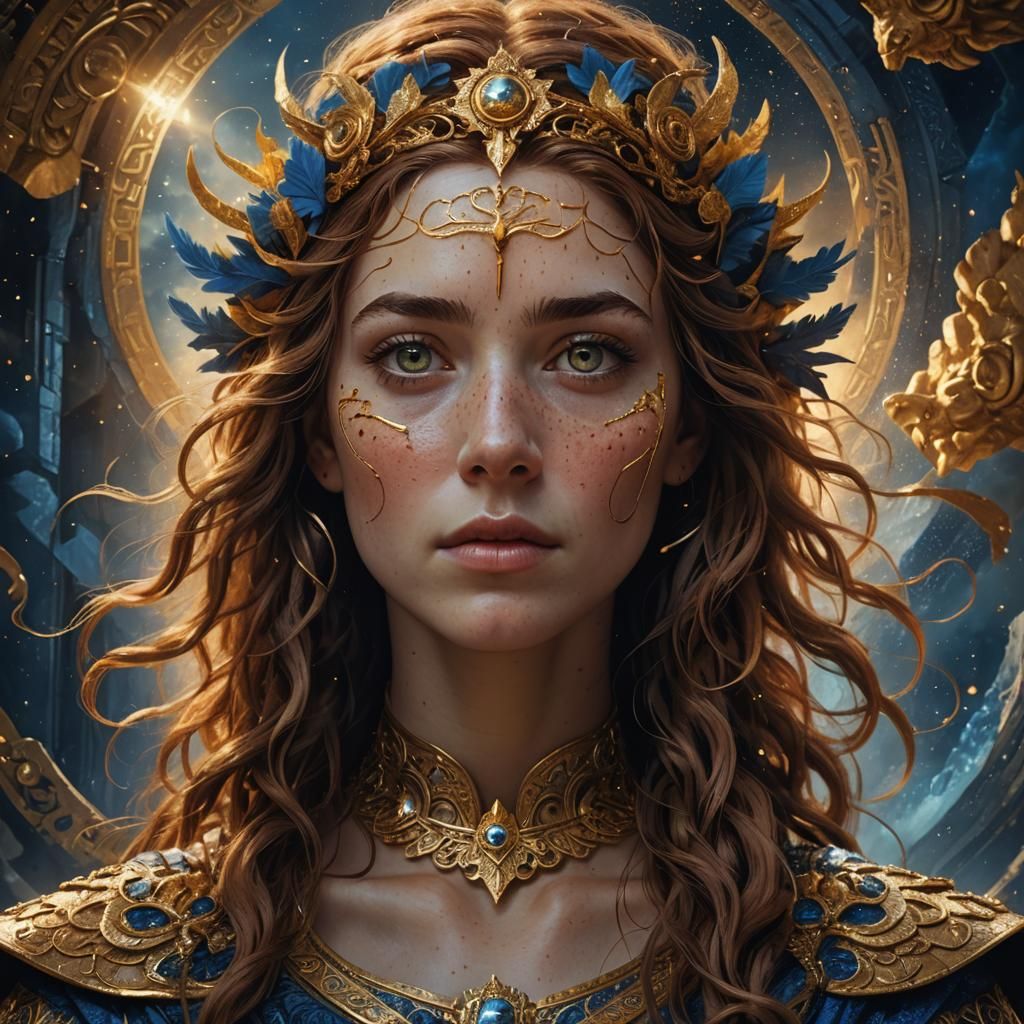 Woman with Hazel Eyes Reflecting Olympus