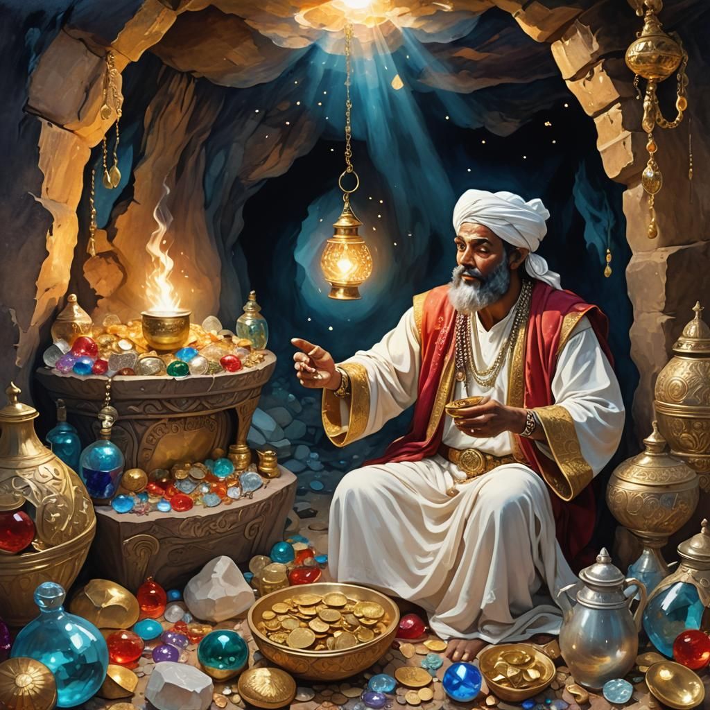 Ali Baba in Treasure Cave: Astral Illustration