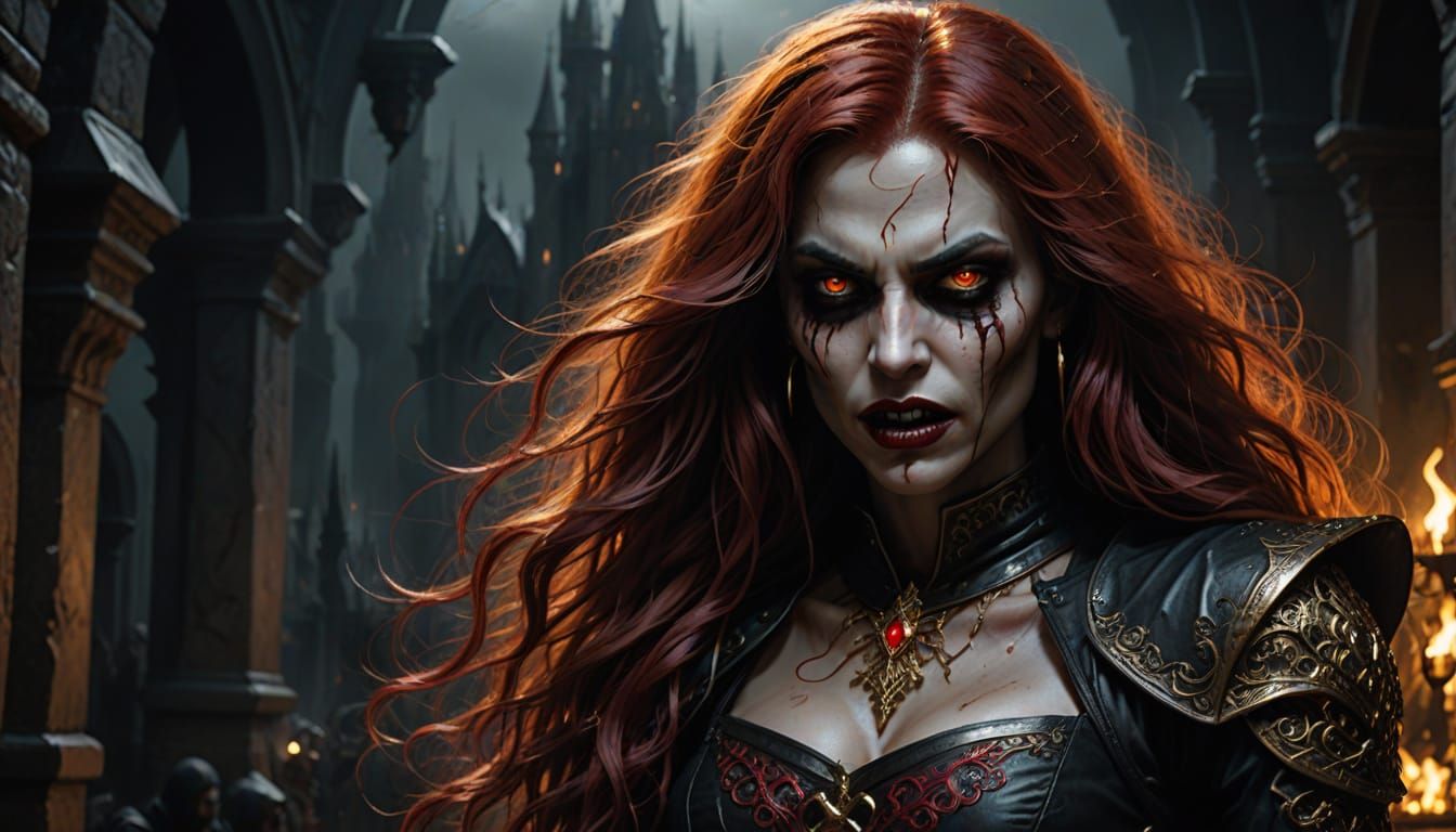 Evil Vampire Portrait in Dark Fantasy Style