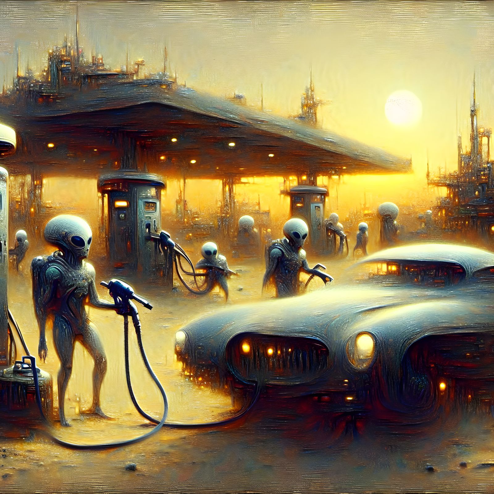 Alien Gas Station: Fueling Up in a Romantic Style