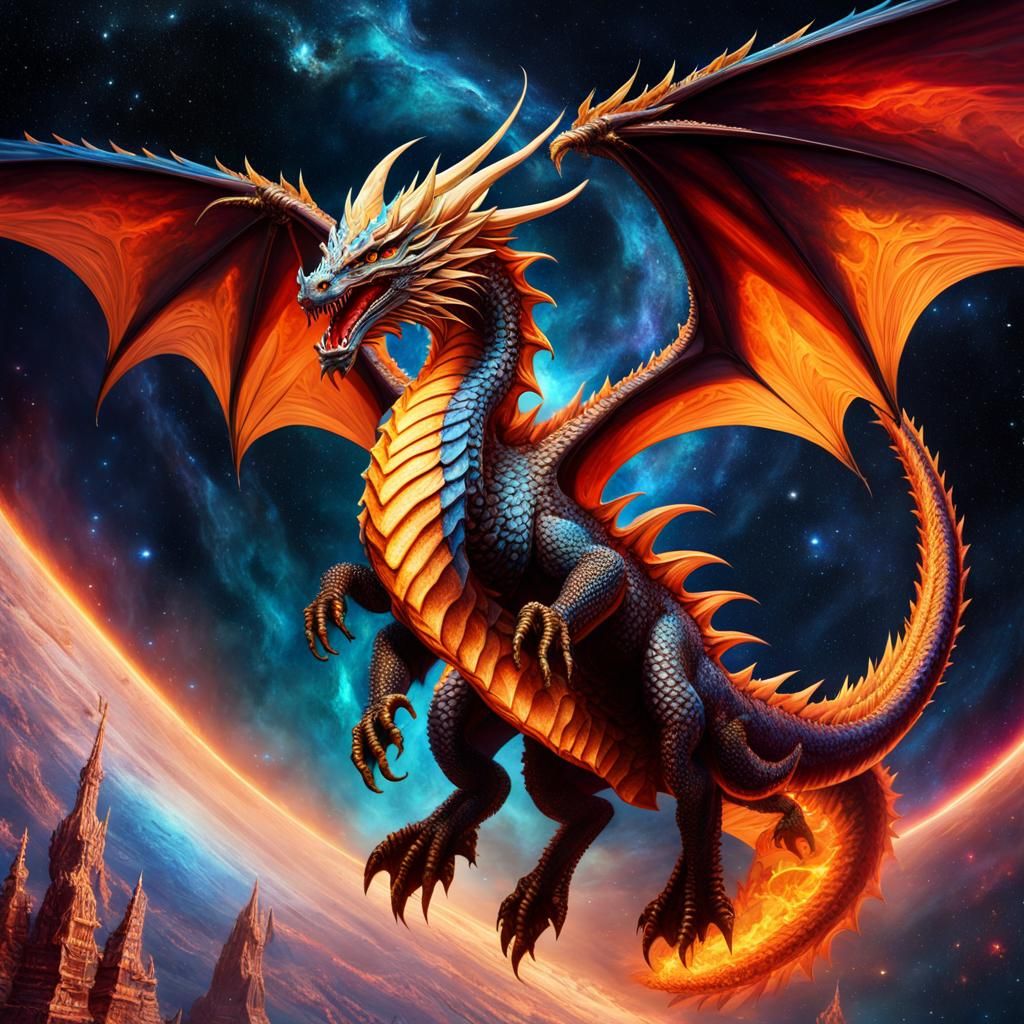 Dragon Flying Out of the Atmosphere