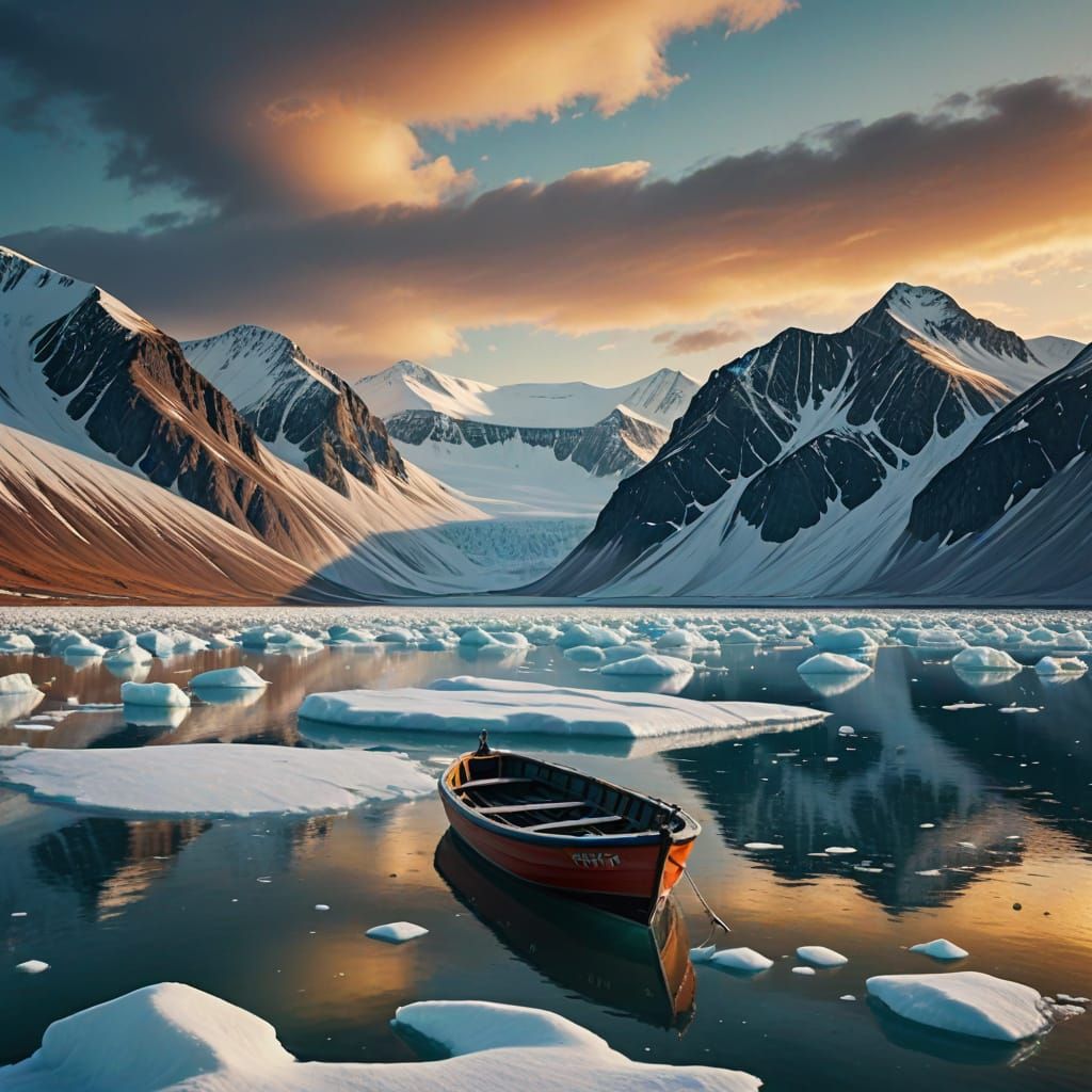 Cinematic Oil Painting of Svalbard Archipelago
