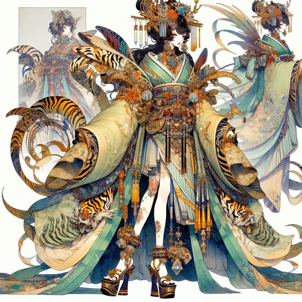 Ethereal Geisha Goddess in Anime-Inspired Kimono