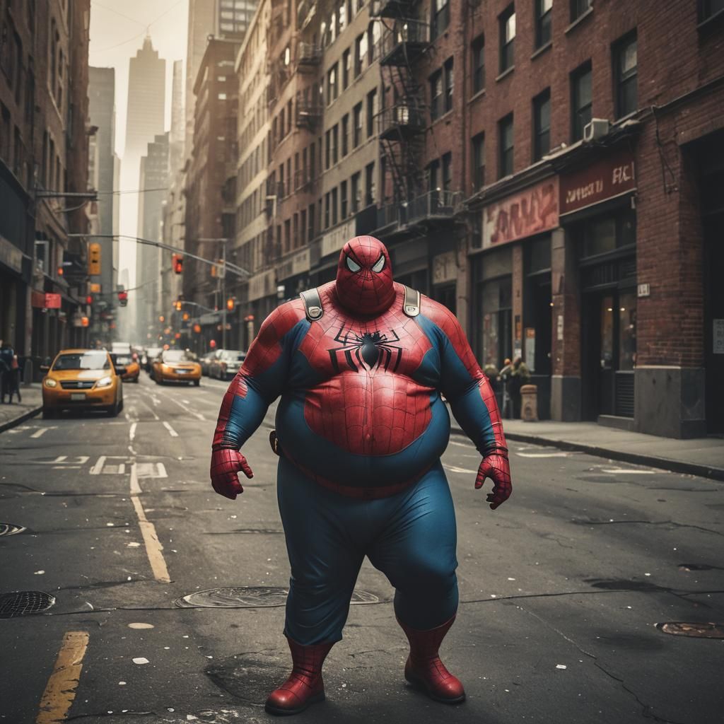 Obese Spiderman: Cinematic Film Still