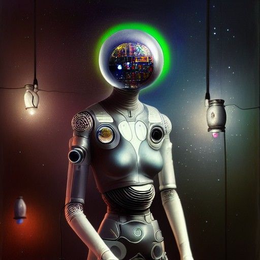 Android AI as Mixed Media Ink Painting