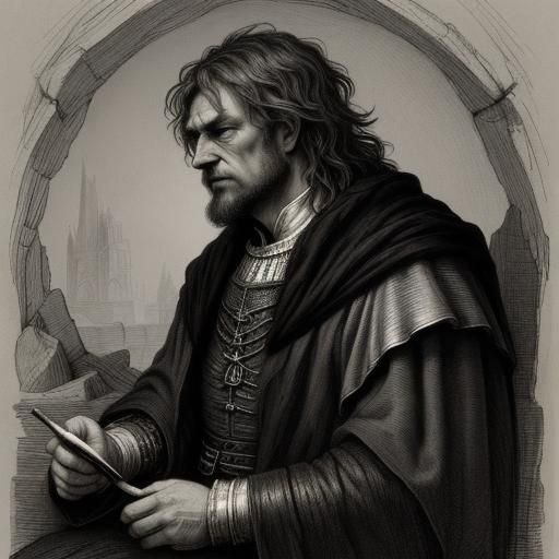 Medieval Youth in Moonlit Cave