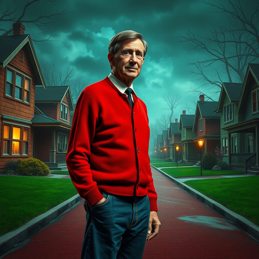 Sinister 1950s Suburbia in Red and Green