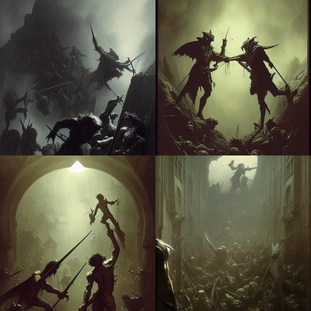 Goblins Duel to the Death in Horror Illustration