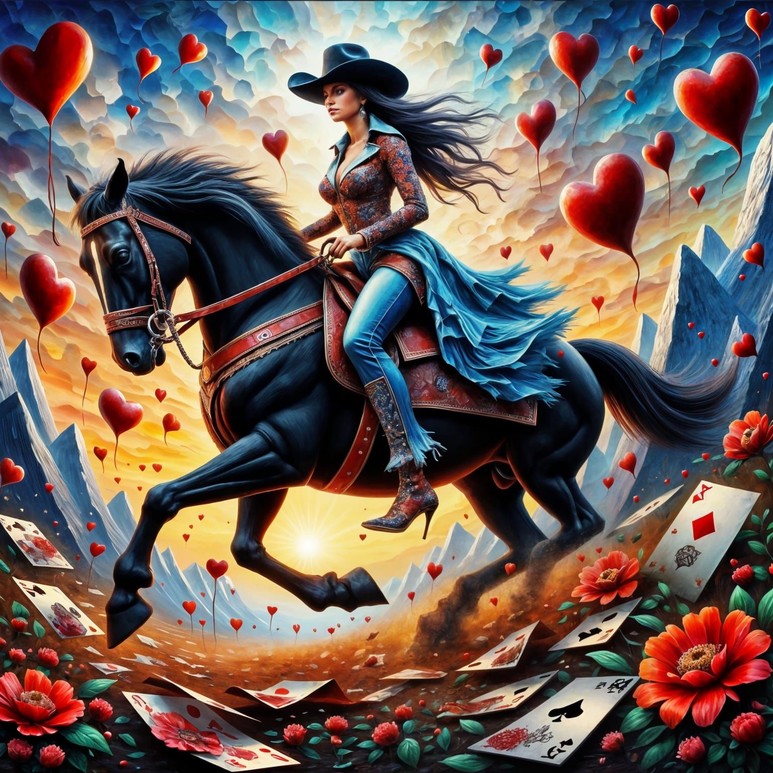 Rodeo Queen in Neo-Impressionist Oil Painting